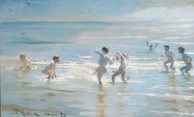 A Group of Boys in the Sunlit Water by Peder Severin Krøyer